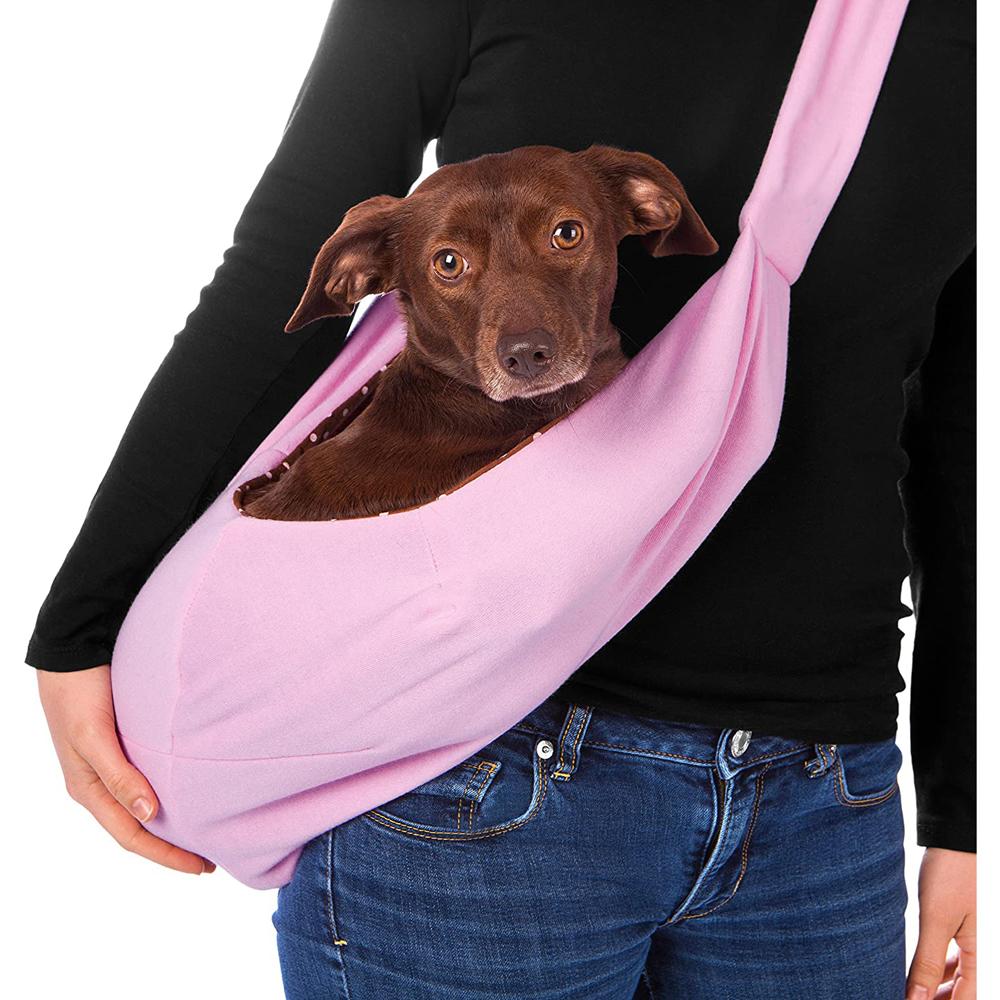Dog Carrier Sling Adjustable Pet Crossbody Carrier Reversible Puppy Carrier Travel Safety Shoulder