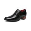 Men's British Style Height-Boosting Leather Dress Shoes - Pointed, Shiny, and Trendy for Weddings and Casual Wear.