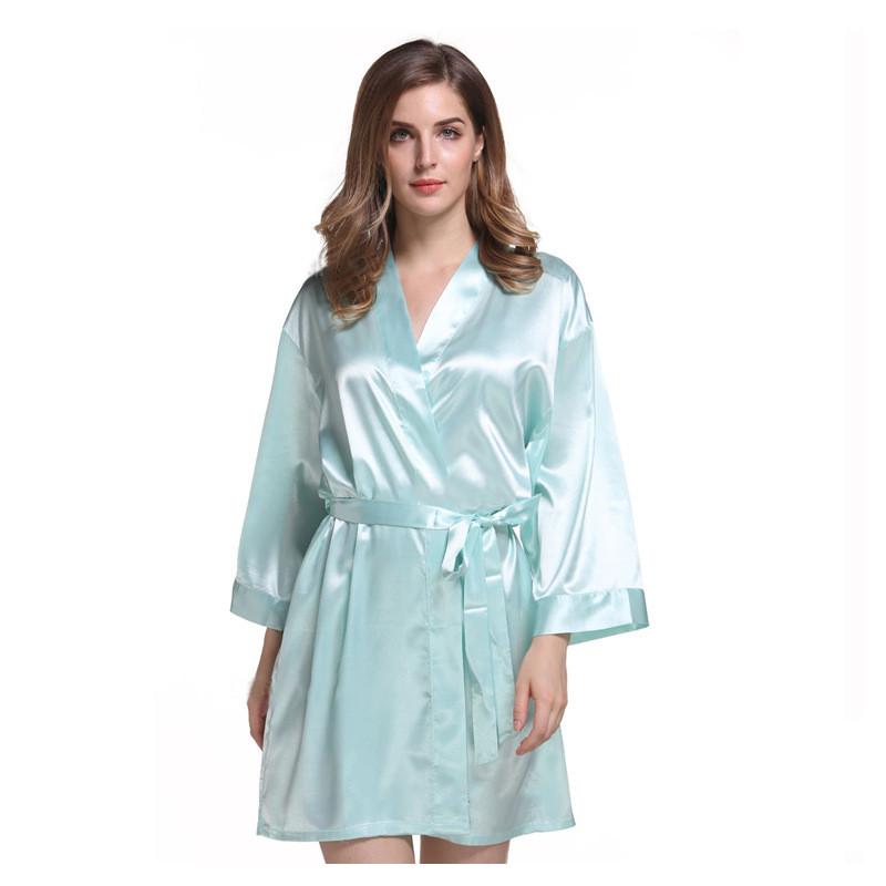 Silk Satin Sleep Robe For Women Summer Lightweight Short Kimono Lounge Wear