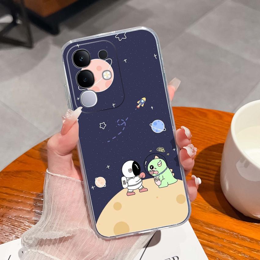 Dla Vivo Y29 Y29s Y28 Y27 Y22 Y21a Y21e Y20a Y20i Przezroczyste Etui na Telefon TPU Tajemniczy Orientalny Wzór Smoka Miękkie Silikonowe Antypoślizgowe Etui Dla Vivo Shell