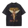 Nirvana Men's Washed T-Shirts Unisex Round Neck 100% Cotton Short Sleeve Tees Y2K Loose Comfortable Shirt