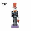 Pumpkin Basket Table Centerpiece Halloween Nutcracker Wooden Figurine, Hand-Painted Skeleton Soldier Ornament, Retro Spooky Desk Decor Style