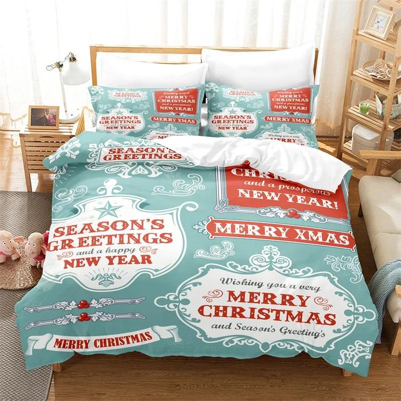Set di biancheria da letto Merry Christmas Set copripiumino per bambini Copripiumino alla moda Copripiumino per bambini e bambine Copripiumino natalizio Set di biancheria da letto