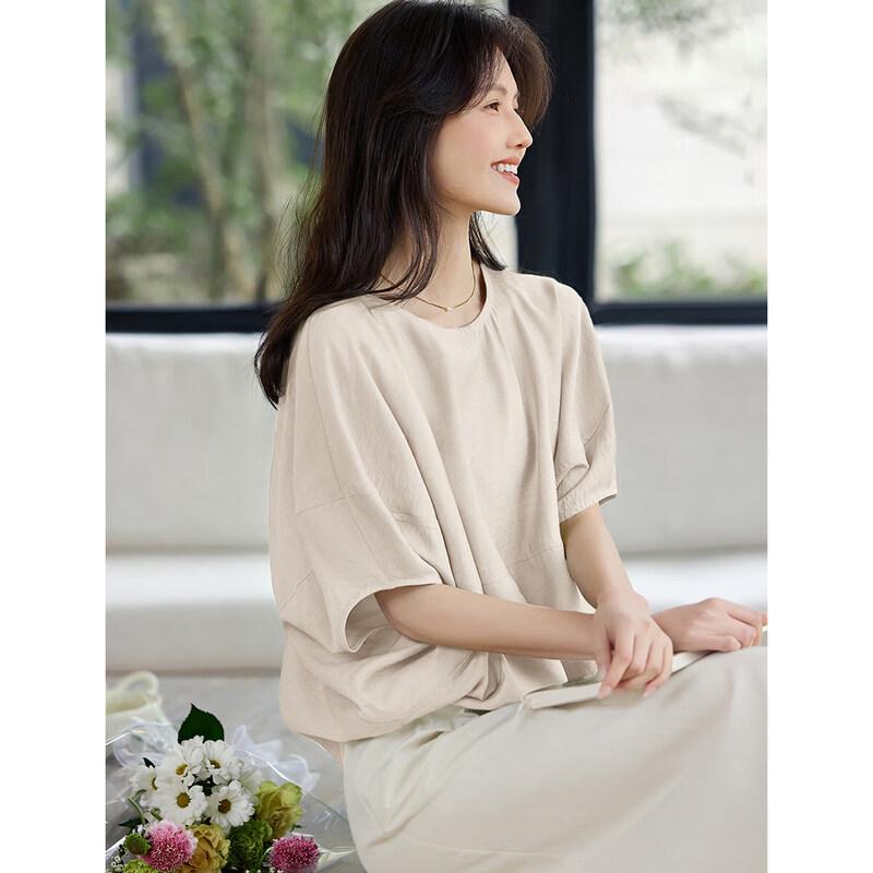 XWI Women s Relaxed Fit Textured Batwing Sleeve Blouse L грязно-белый