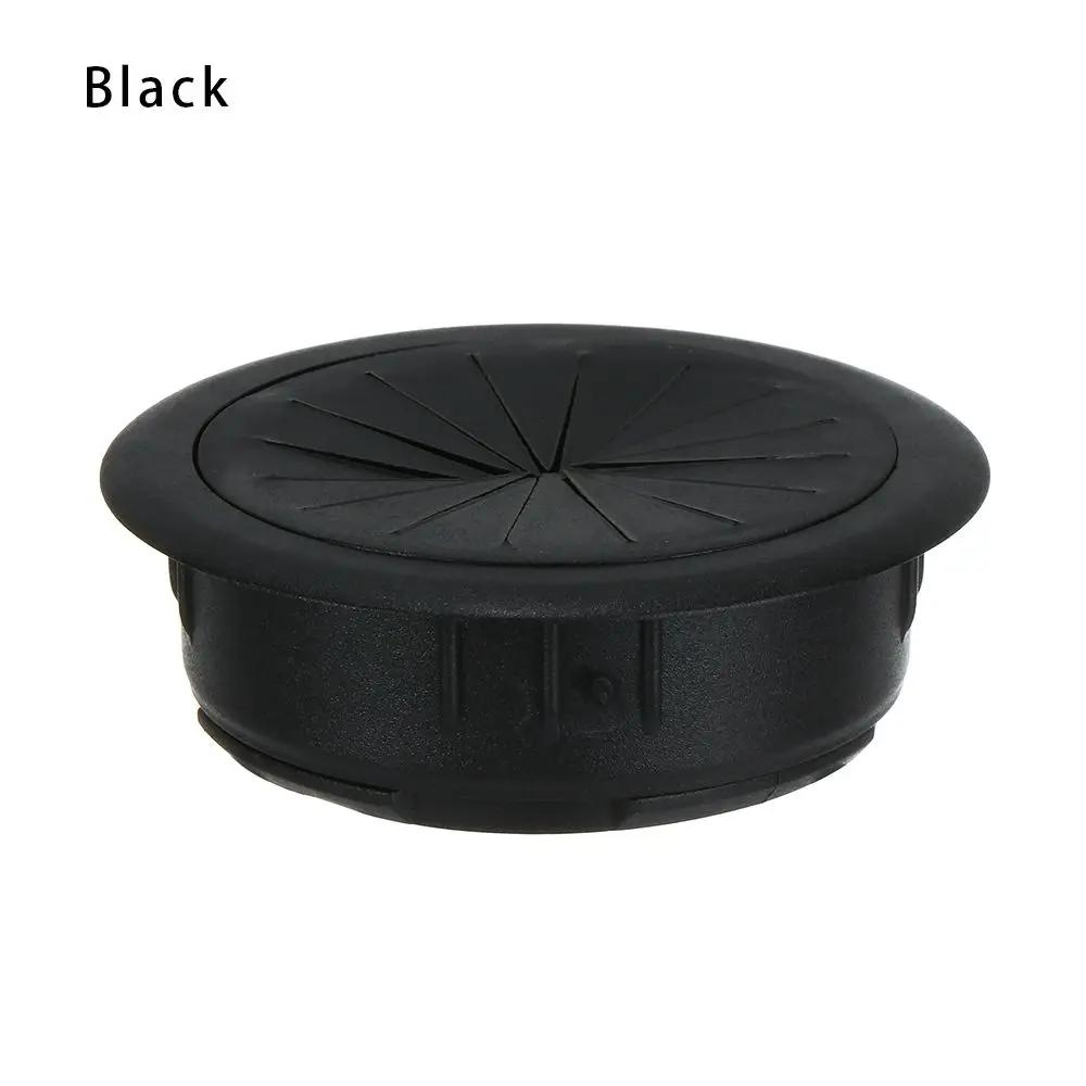 60mm ABS Plastic Computer Table Wire Hole Cover Office Desk Grommet Cable Clamp Black Dust Plug Wire Tidy Storage Organizer