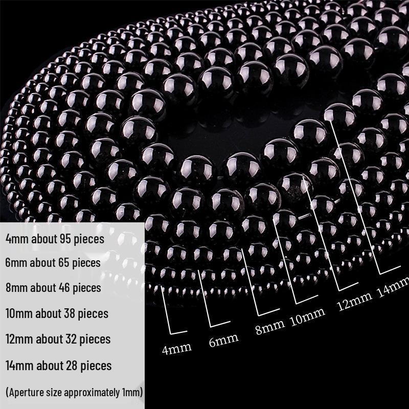 

Круглые бусины из черного агата класса А для изготовления ювелирных изделий своими руками, полуфабрикаты ручной работы, рассыпные бусины для браслетов и ожерелий 14mm Strand