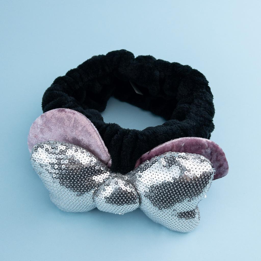 Sparkling Butterfly End Hair Strap Coral Velvet Sports Hair Strap Women's Hair Hoop Plush Bundle Hair Strap Cute Face Wash Headband