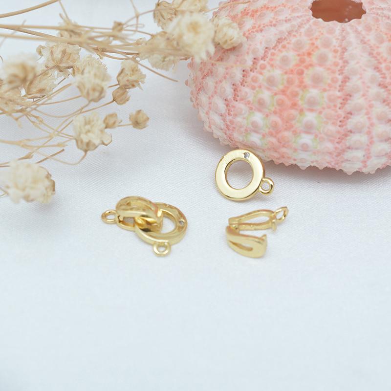 1 Piece Fastener Connector Clasps Locks 18K Gold Plated Brass Inlaid Zircon Pearl End Clasps For Jewelry Diy Bracelet Necklace