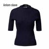 Anlom Women's Silk-Blend Half-Sleeve Round Neck Pullover