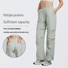 Women's High-End Yoga & Running Cargo Pants with Pockets - Elastic Waist & Drawstring Cuffs