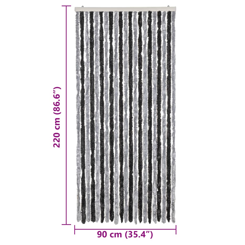 Fly Screen Curtain Grey and Black 90x220 cm Chenille
