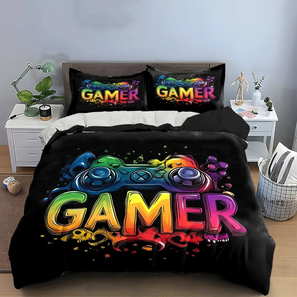 "Gaming Room Art Decor Set" Soft Comfortable Duvet Cover Bedding Set Included 1*Duvet Cover & 2*Pillowcases gift