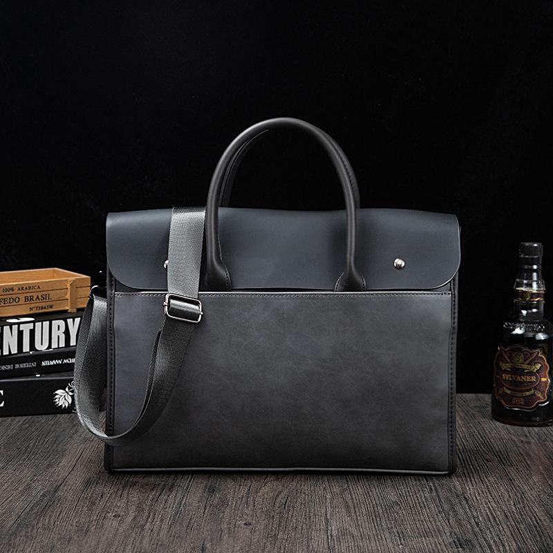 

Мужская сумка из кожи Crazy Horse, ретро-портфель, деловая мужская сумка, горизонтальная, на одно плечо, диагональная, компьютерная сумка 39cm*27.5cm*11.5cm темно-серого