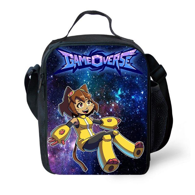 Kids Insulated Lunch Bag With Ice Pack Elementary School Students Cartoon Print Single Shoulder Picnic Tote