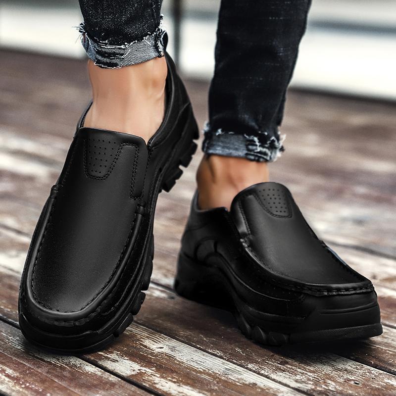 Fashion Luxury Brand Mens Loafers Leather Formal Business Shoes Fashion Breathable Soft Bottom Men Black Dress Loafers Big Size 38-48
