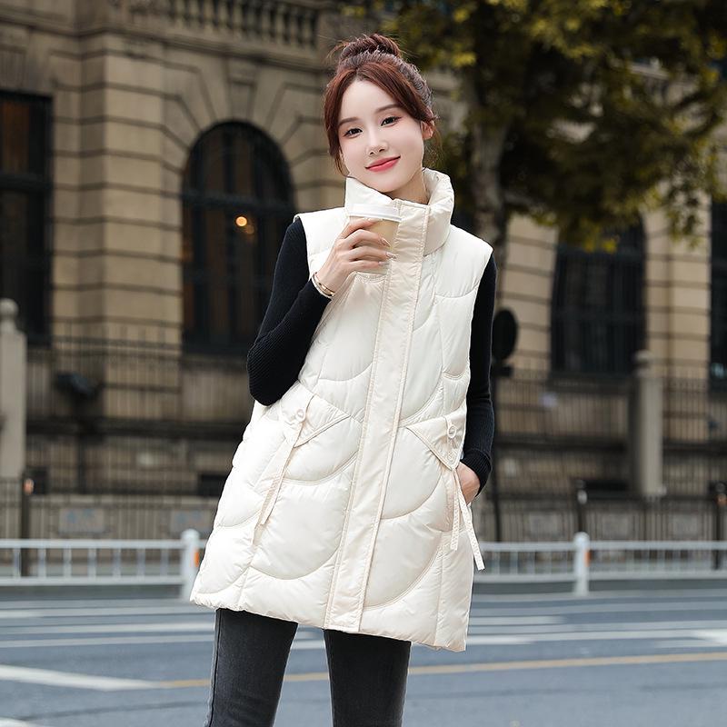 2026 Autumn/Winter Women's Mid-Length Sleeveless Cotton Padded Vest