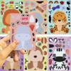 8Sheets Children DIY Puzzle Sticker Games  Animals Make A Face  Assemble Jigsaw Stickers Kids Educational Toys
