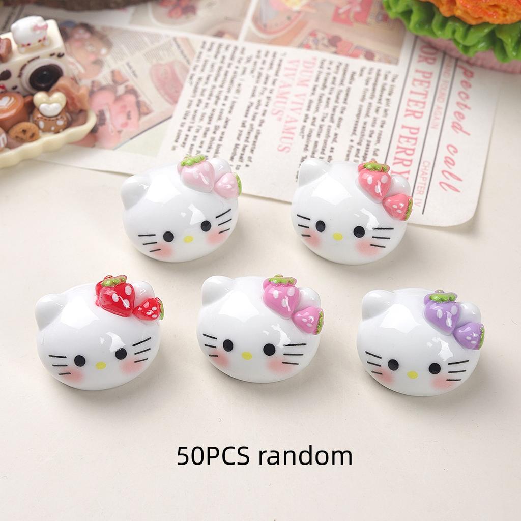 10/50PCS Cartoon DIY Fruit Big Head Cat Resin Accessories Accessories Cream Gel Hair Clip Keychain Pendant Accessories