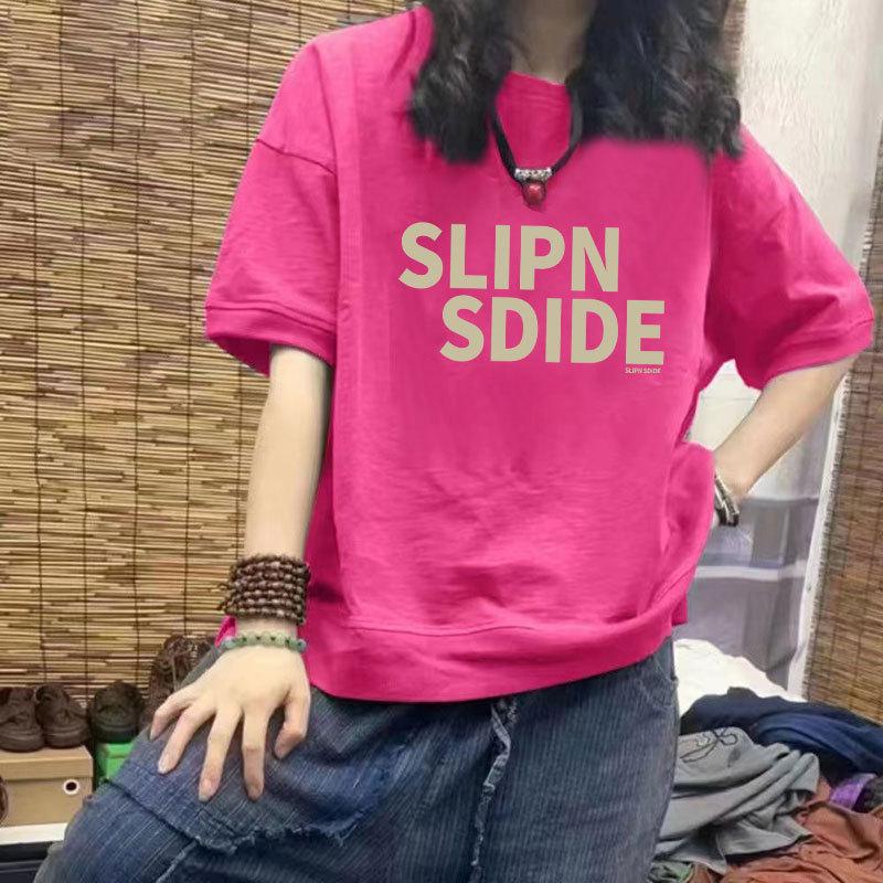 

Women s 100% Cotton Casual Short Sleeve T-Shirt: New Loose Fit, Slimming Design, Plus Size, Trendy Half Sleeve Print. 3XL (Recommended 160-180 lbs) чёрный