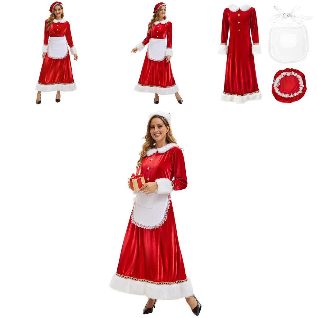 Holiday Santa Dress For Women With Polyester Fabric For Christmas Costume Parties