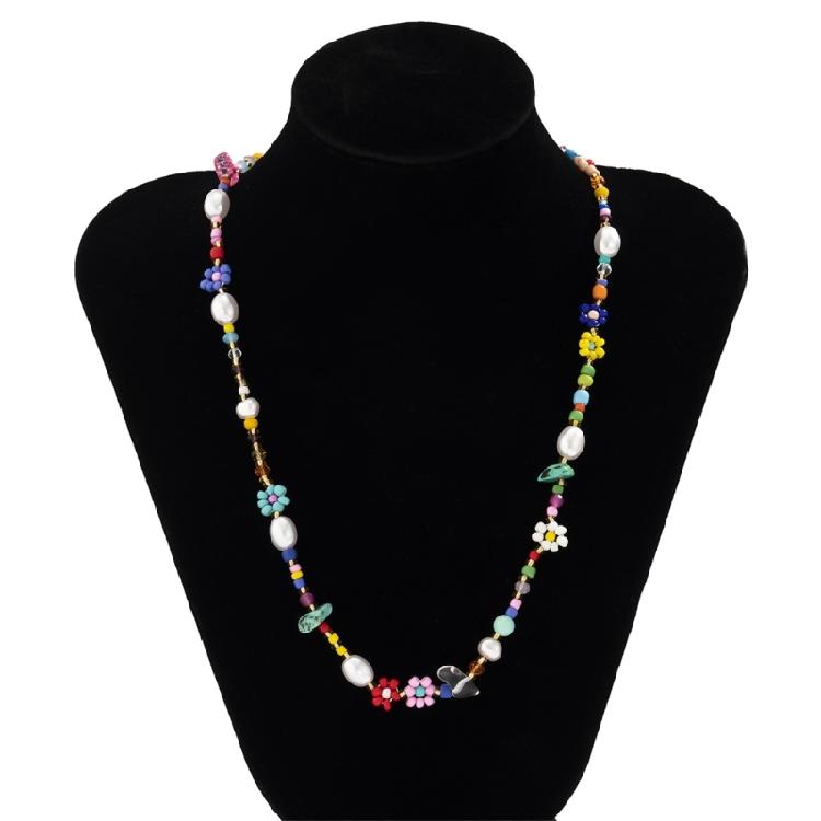 Stylish Bohemian Multicolor Beads and Imitation Pearls Choker Necklace Portable Accessory for Casual Wear