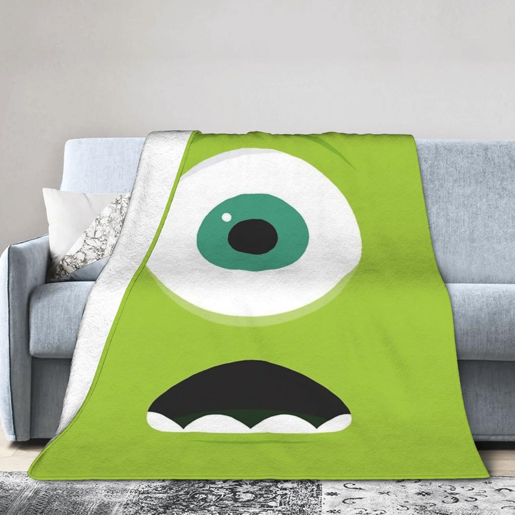 Mike Wazowski Monsters University Flannel Throw Blankets Monsters Inc Blankets for Sofa Bedroom Warm Bedroom Quilt,