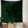 "Black Snake On Green Ornate Background" Patterned Tapestry Decorative Wall Hanging, Home Bedroom Living Room Decor