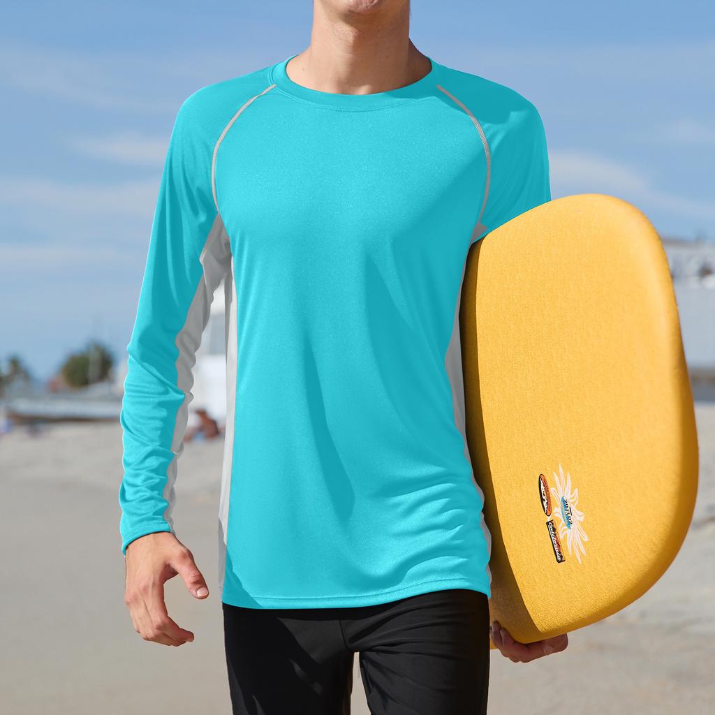 CHARMLEAKS Mens UPF 50+ Long Sleeve Rash Vest Quick Dry Rash Guards Surfing Swim Shirt