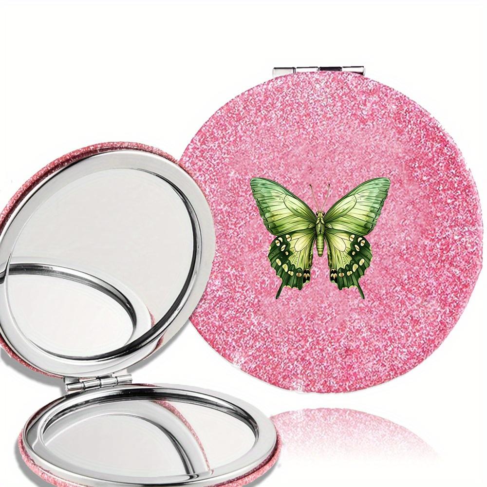 Double Sided Pocket Makeup Mirror Women Facial Beauty Makeup Care Look Glass Portable Beauty Tool Butterfly Pattern Ideal Gift
