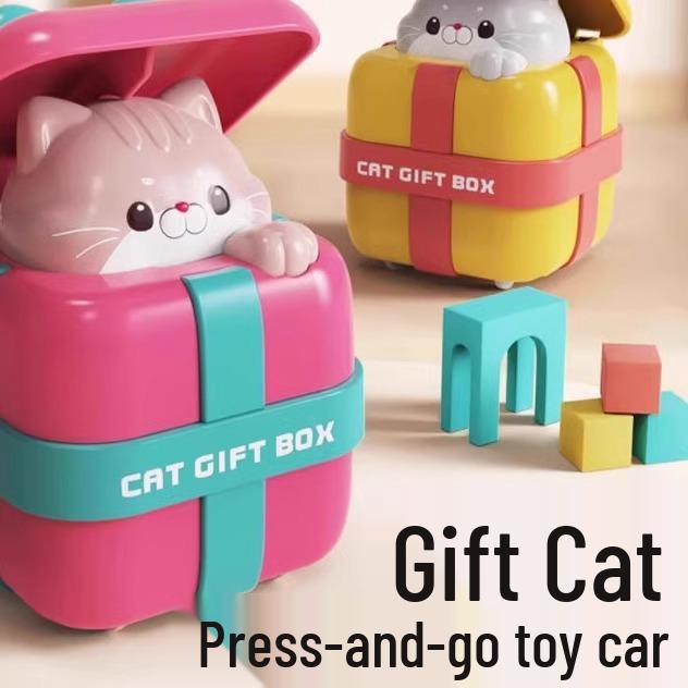 Kids' Cartoon Cat Pullback Inertia Car Toy - Fun Birthday Gift