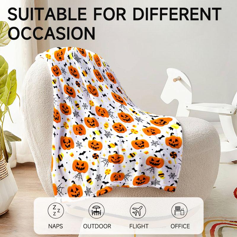 1 Piece Halloween Pumpkin Pattern Flannel Blanket, Suitable for Sofa, Bed, Office, Ideal Gift for Family, Friends, Perfect for H