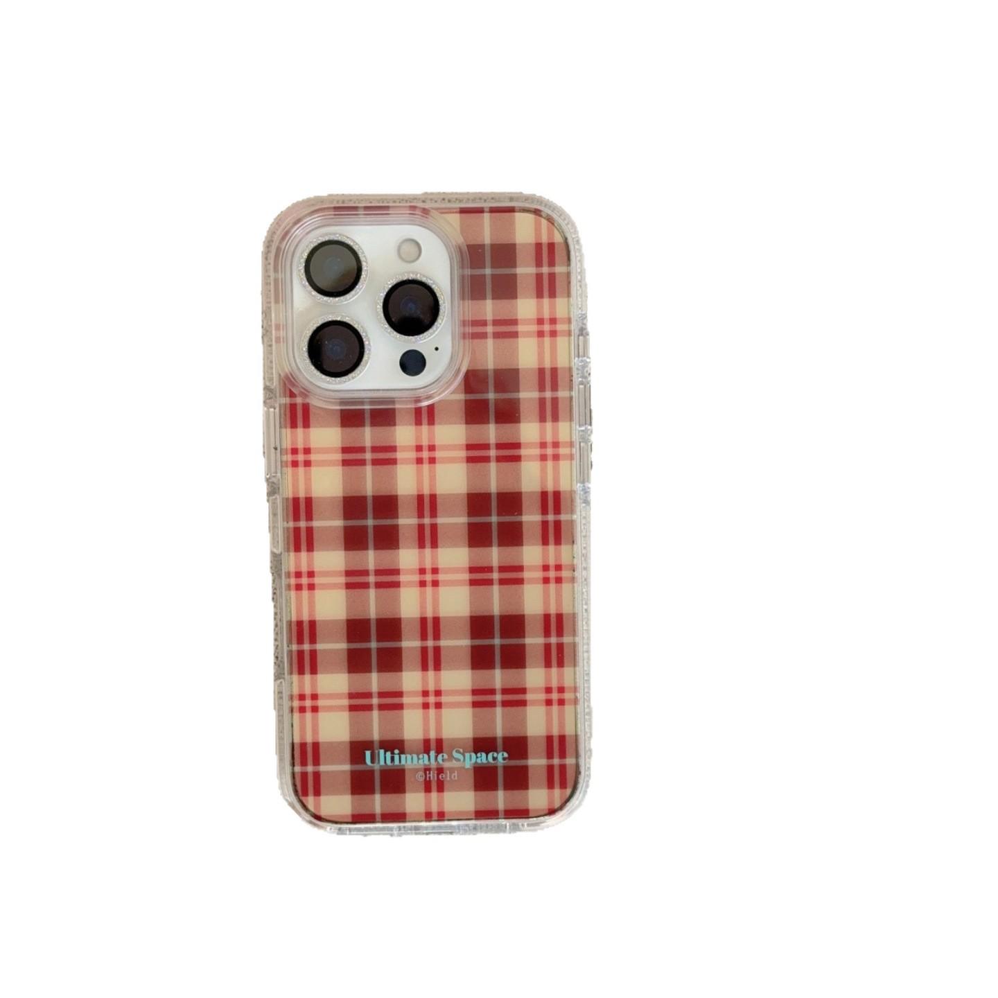

Women s Brown & Orange Plaid Protective Case for iPhone 13/14/15/16 Pro Max and Apple 17 Pro 14promax