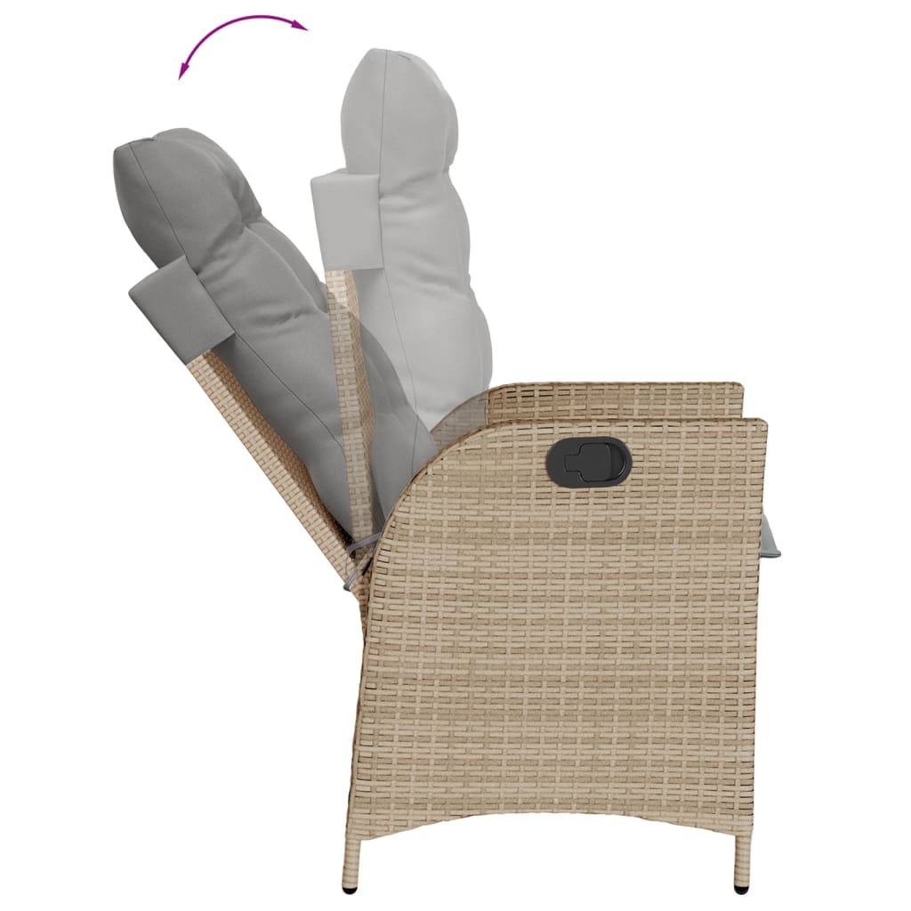 Garden Armchair Cushions 2 pcs Adjustable Beige Mix Poly Rattan