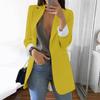 Women Solid Open Front Pockets Cardigan Formal Suit Long Sleeve Blouse Coat