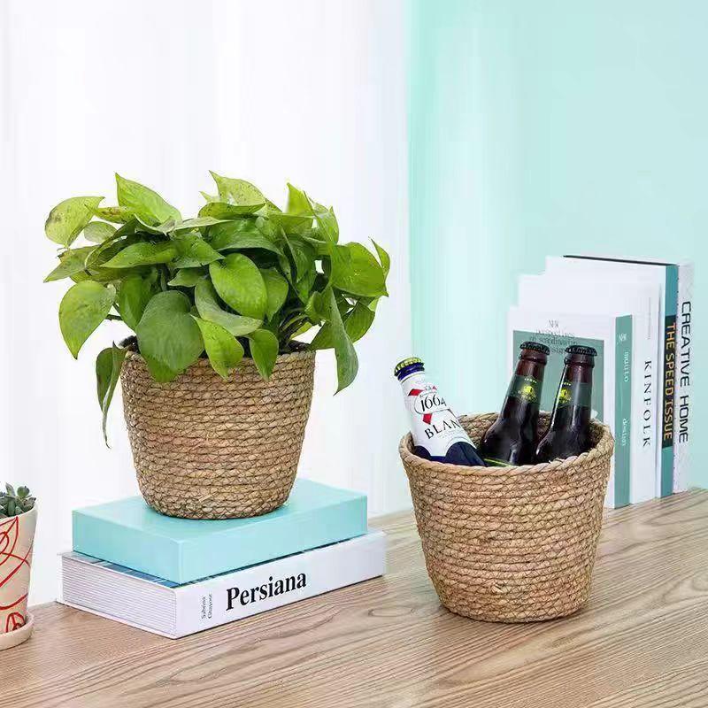 1Pcs Planter Basket Flower Pot Basket Rattan Straw Grass Woven Flowerpot Mini/S/M/L Furniture Decoration For Garden Terraces