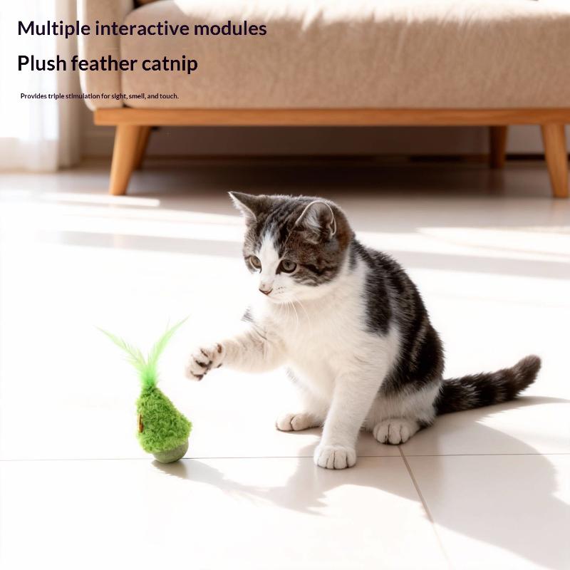 Cat Chew Toys Feather Catnip Molar Tumbler Toy Cat Teaser Interaction Toy Clean Mouth Kitten Toys Pet Supplies Accessories