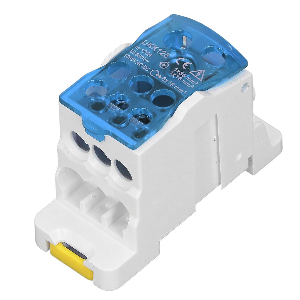 DIN Rail Distribution Box Universal Electric Terminal Block Power Wire Connector Junction Box 690V 125A Blue
