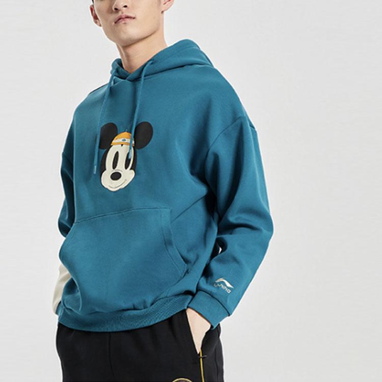 Li Ning X Disney Cartoon Print Pullover Hoodie Men hoodies Dragonfly-Green AWDQ841-2