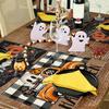 Halloween Table Mat Bat Ghost Gothic Pumpkin Placemat 4PCS Heat-resistant Non-slip Halloween Decor 45x30cm Farmhouse Insulation