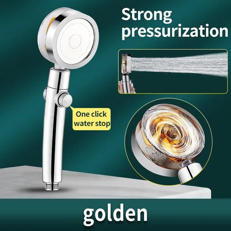 Pressurized Shower Head Water Saving 360 Rotating Twin Turbo Pressurized Propeller Fan Shower Head Bathroom Accessories