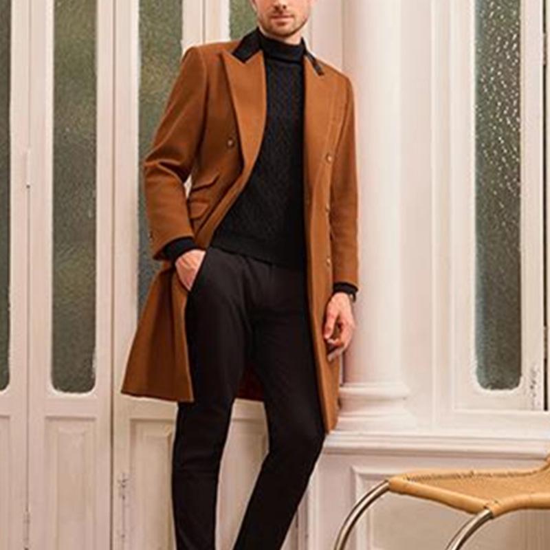 2024 European Plus Size Men's Woolen Coat - Casual Jacket for Stout Build
