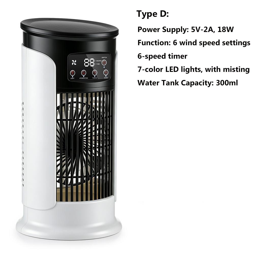 Air Conditioner Portable Desktop Air Cooler Fan with LED Night Light & Humidifier, Mini Mist Cooling Fan for Office Home