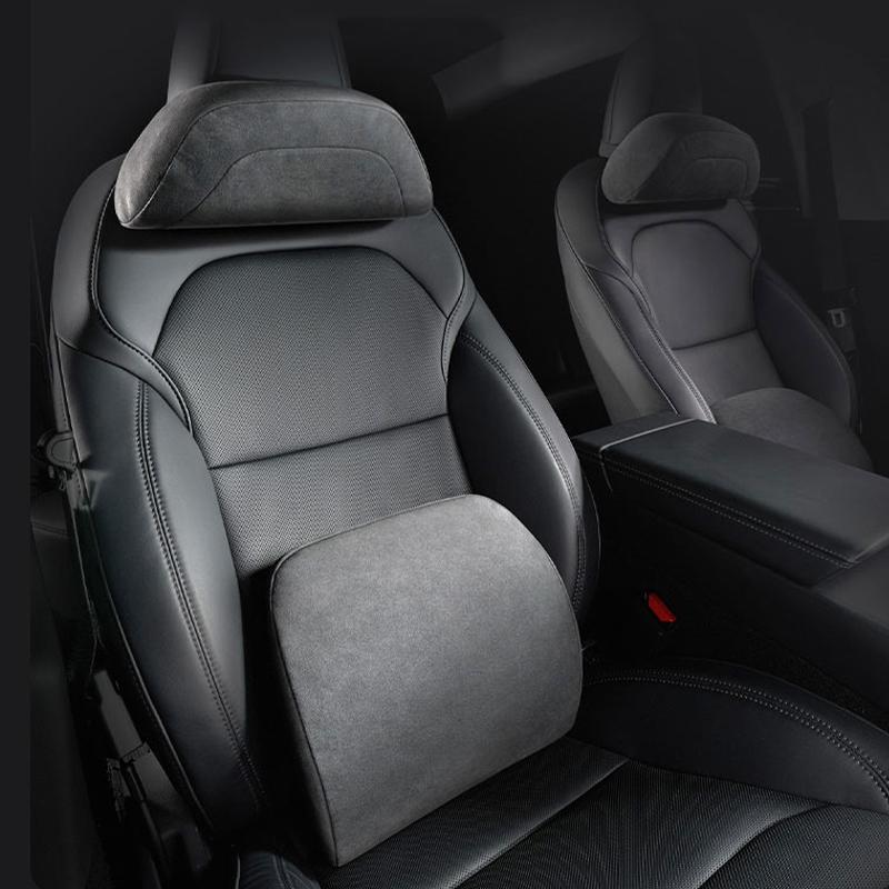 For Tesla Model 3/Y 2025-2025 Juniper Suede Neck Pillow and Lumbar Support Seat Headrest Car Interior Accessories