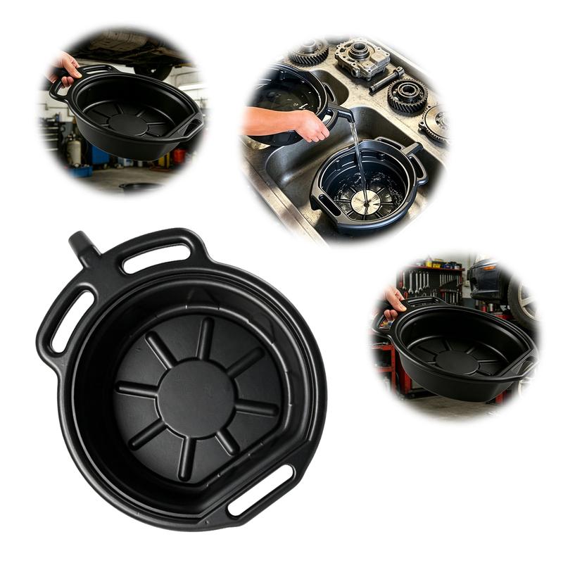 Large Coolant Drain Pans Chemical Resistant Design Plastic Anti Splash Oil Pans Anti Splash Baffles Large Spout for Easy Pouring