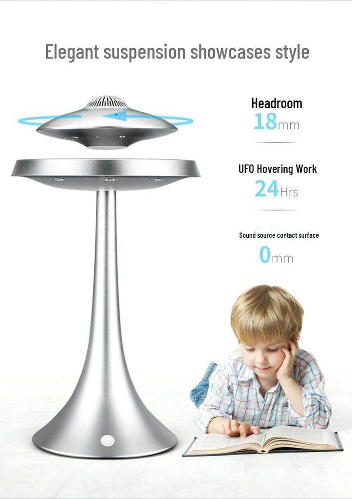 Anxing Gou Magnetisch levitierender UFO-Lautsprecher: Siebenfarbige Lichter, Kabelloses Bluetooth, Multifunktionaler Intelligenter Fliegende-Saucer-Lautsprecher Geschenk.