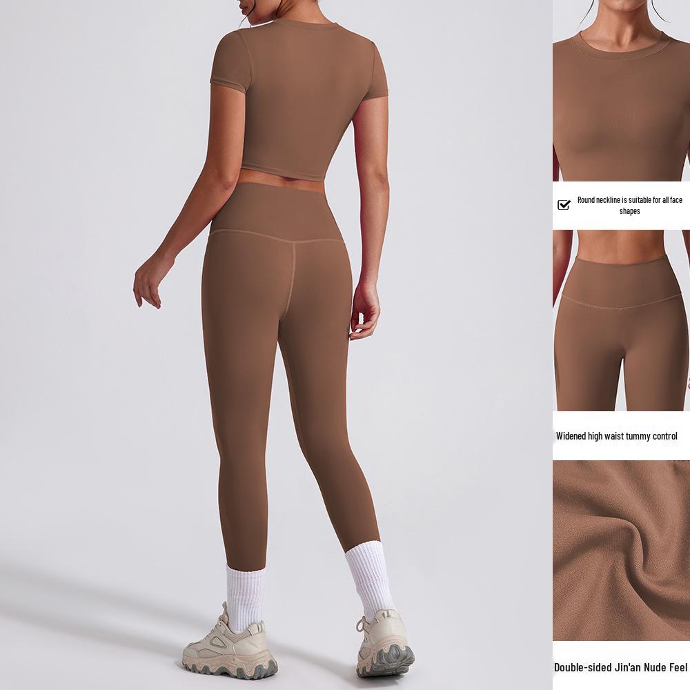 Sleek Yoga Set: Moisture-Wicking, Quick-Dry, Beautiful Back, Nude Feel, Two-Piece for Training & Running