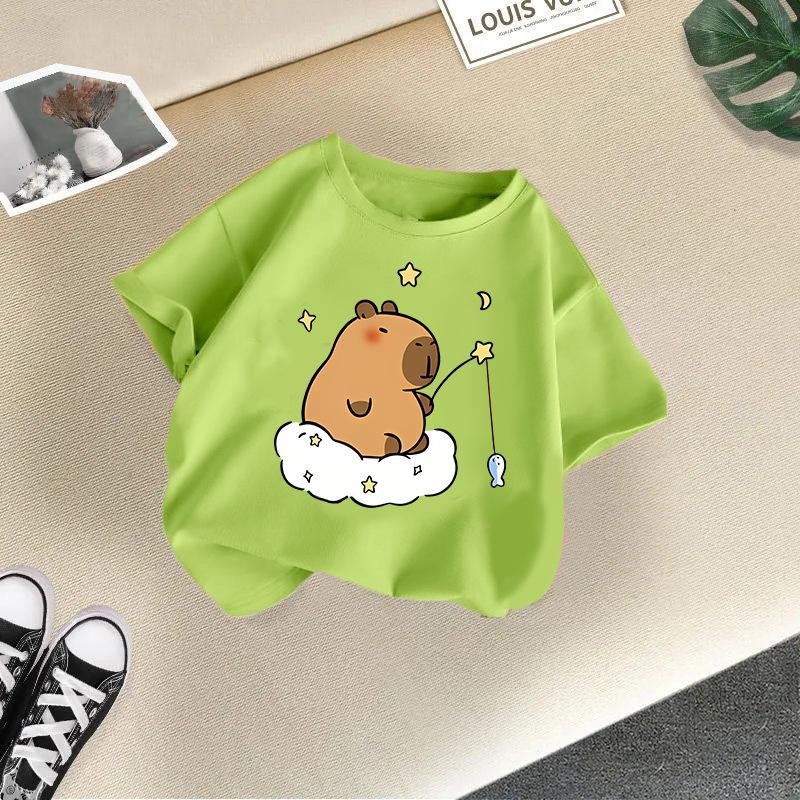 Children's Casual Short-sleeved T-shirt, Summer Boys' And Girls' Cute Capri Blouse