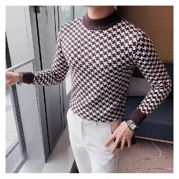 

Осенне-зимний мужской универсальный модный повседневный вязаный свитер с круглым вырезом, тонкая рубашка 2024 года 3XL коричневый