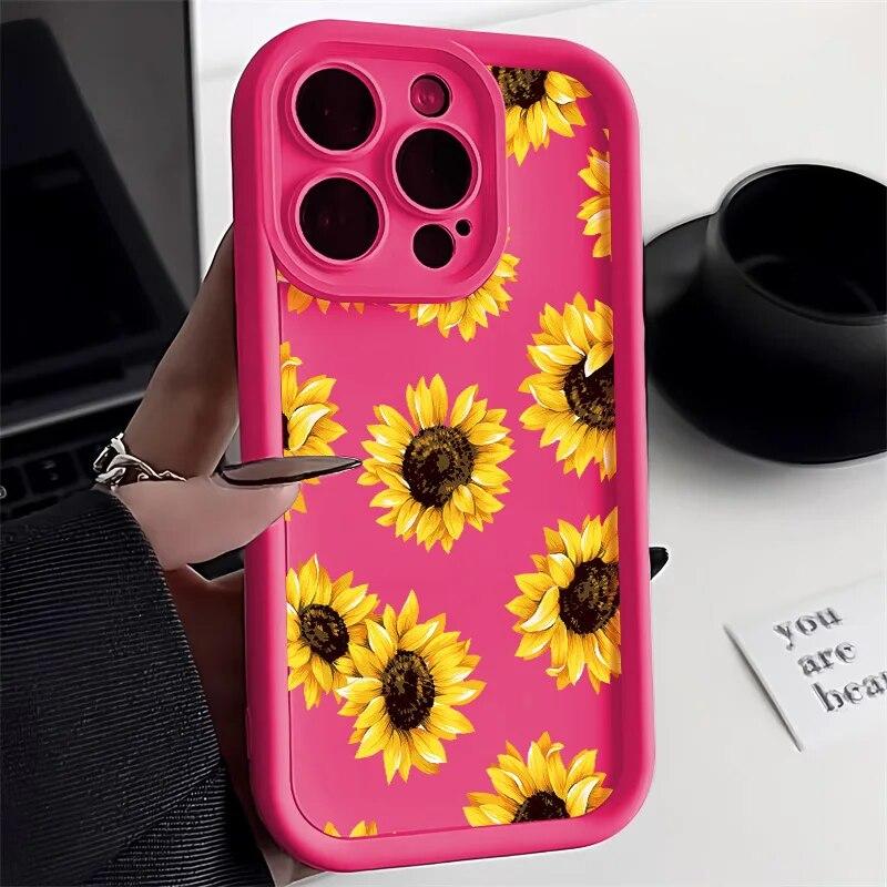 Daisy Flower Phone Case For iPhone 11 Case iPhone 15 14 Pro 13 12 Pro Max XR X XS Max 7 8 15 Plus SE 2020 Soft Candy Color Cover