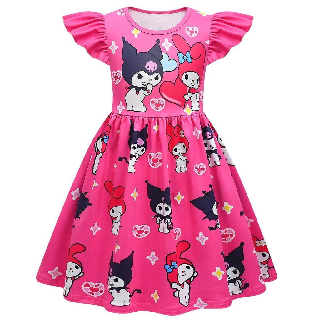 Summer Cartoon Sanrio Kuromi Kuromi Cute Princess Dress Digital 3D Printed Kids Dress Dress